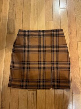 Eclipse brown plaid mini skirt
